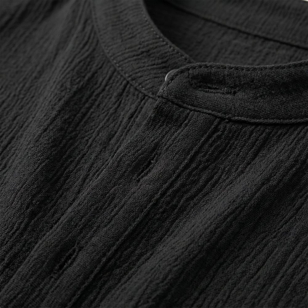 Men's Casual Striped Henley Shirt-Bon Voyage Vintage