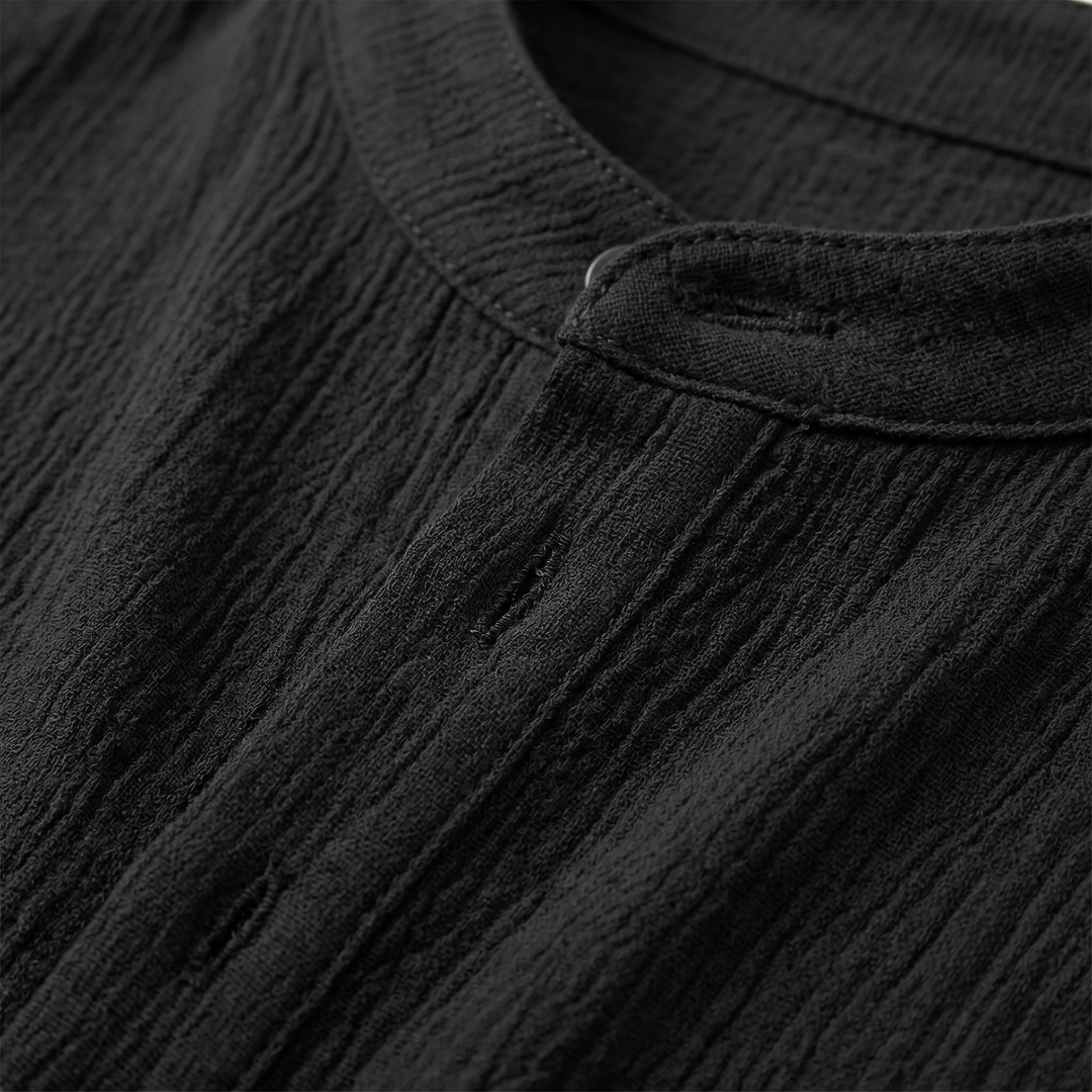 Men's Casual Striped Henley Shirt-Bon Voyage Vintage