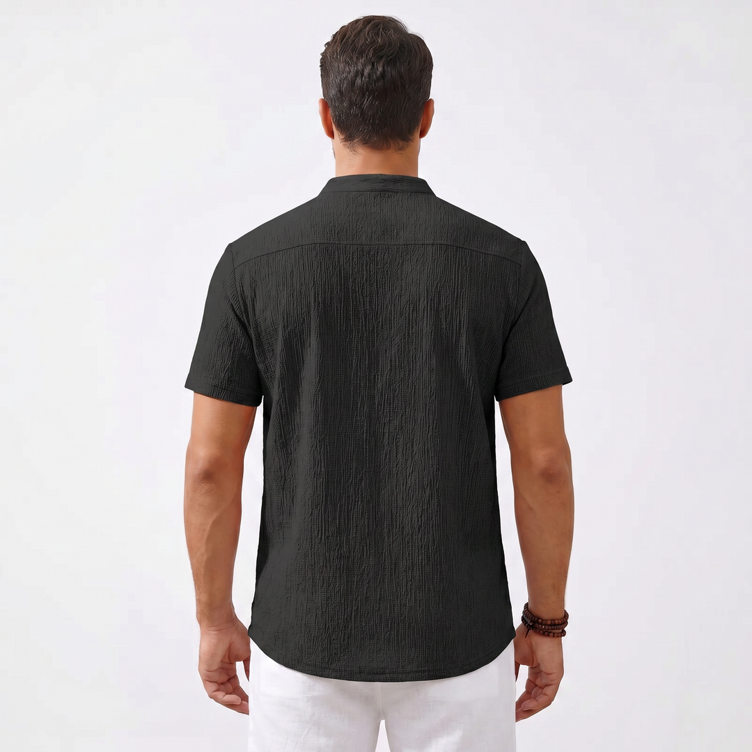 Men's Casual Striped Henley Shirt-Bon Voyage Vintage