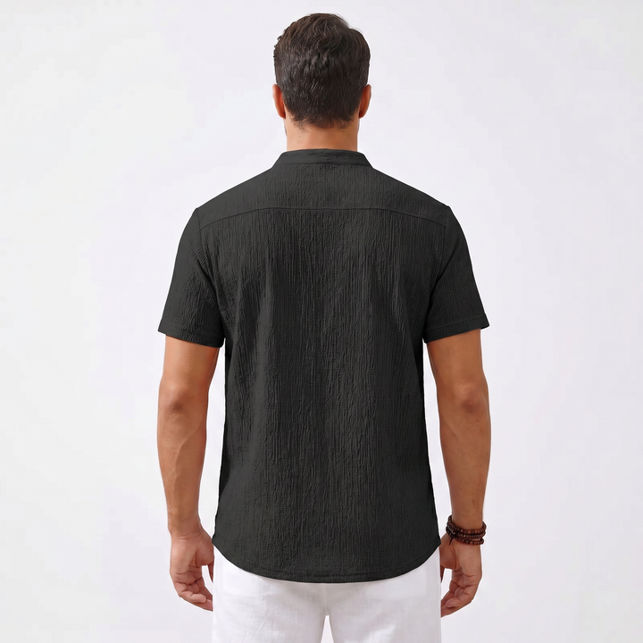 Men's Casual Striped Henley Shirt-Bon Voyage Vintage