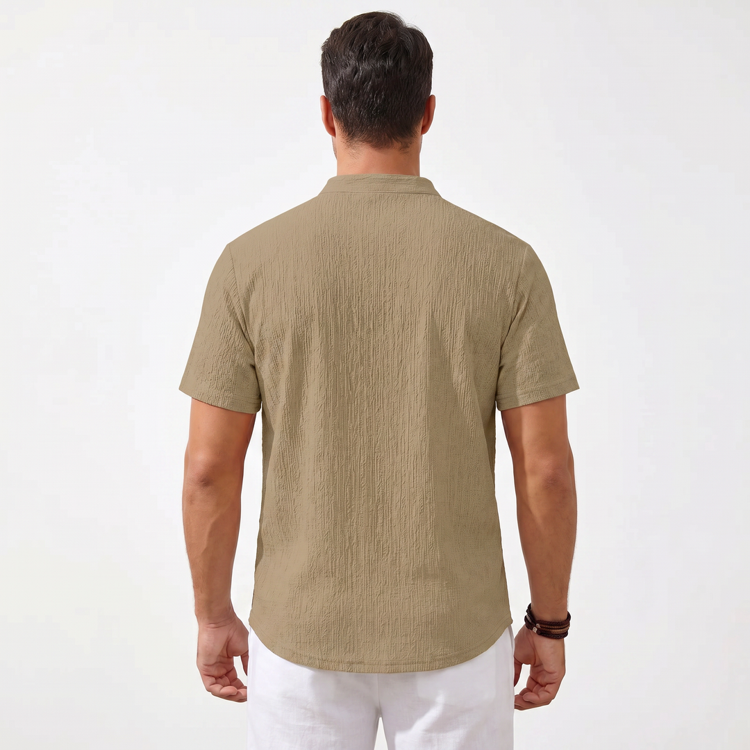 Men's Casual Striped Henley Shirt-Bon Voyage Vintage