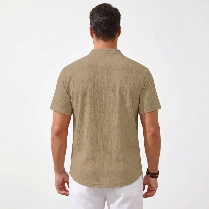 Men's Casual Striped Henley Shirt-Bon Voyage Vintage