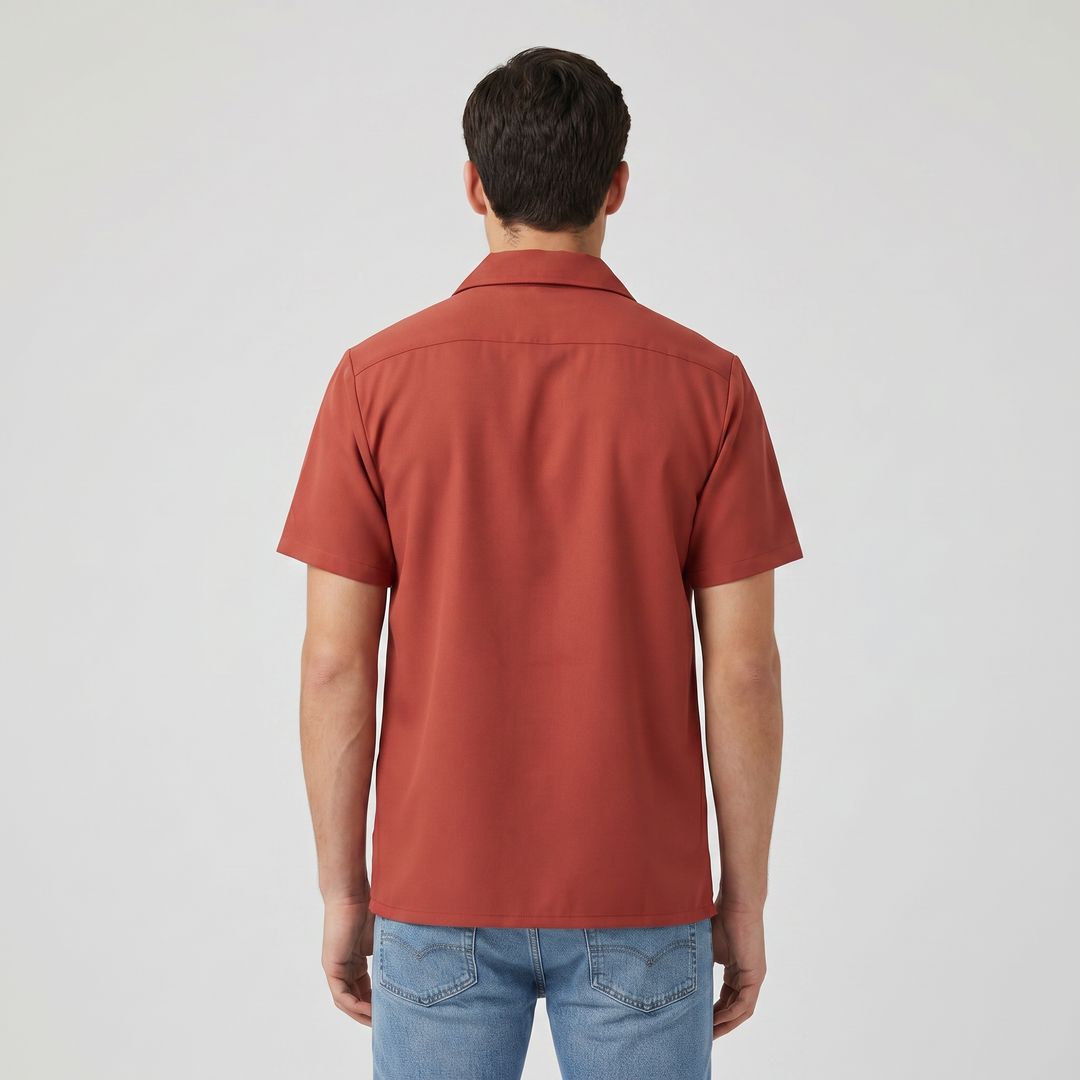 Men’s Color Block Short Sleeve Button-Up Shirt-Bon Voyage Vintage