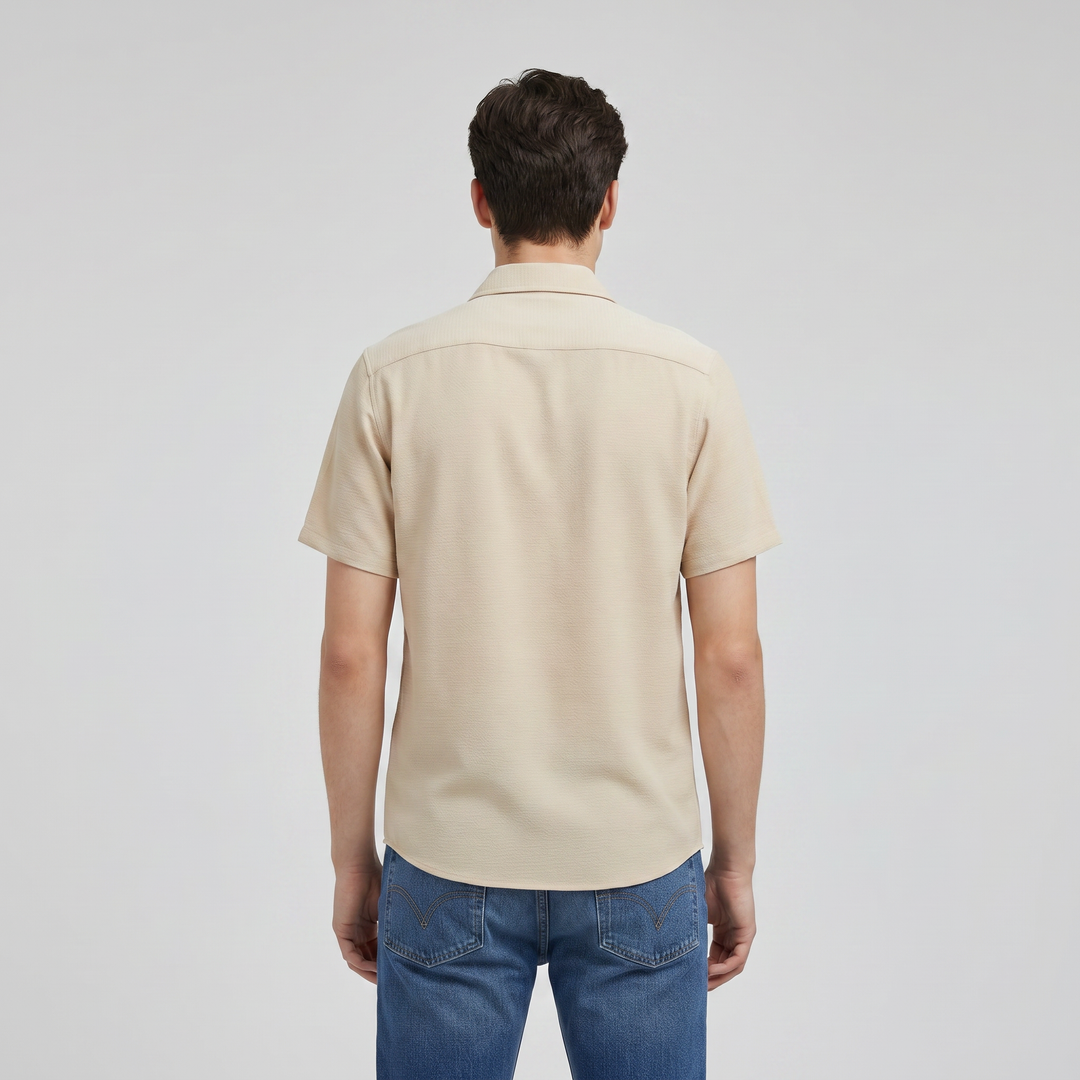 Men’s Color Block Short Sleeve Button-Up Shirt-Bon Voyage Vintage