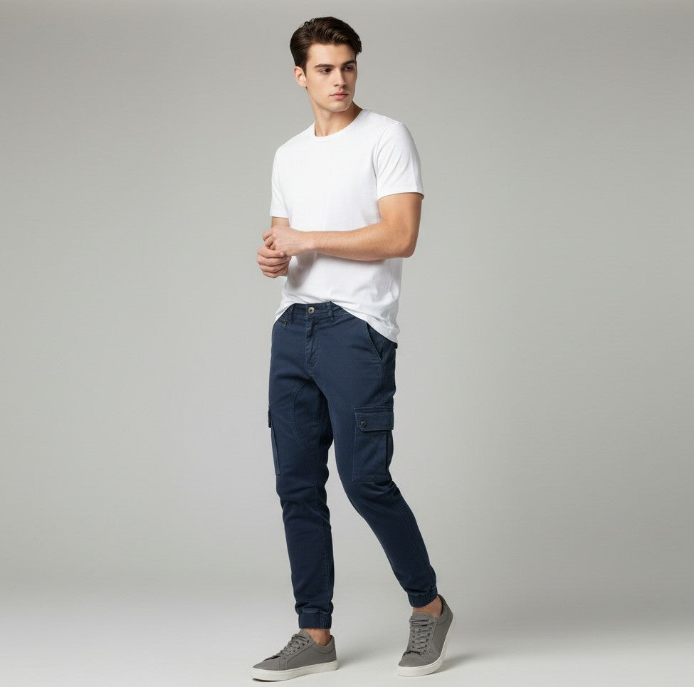 Men’s Fall Cargo Joggers Cotton Blend Relaxed Fit Pants-Bon Voyage Vintage
