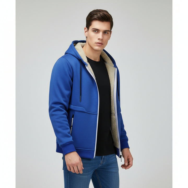 Men’s Heavyweight Fleece Hooded Zipper Sweatshirt Coat Warm Casual Jacket-Bon Voyage Vintage