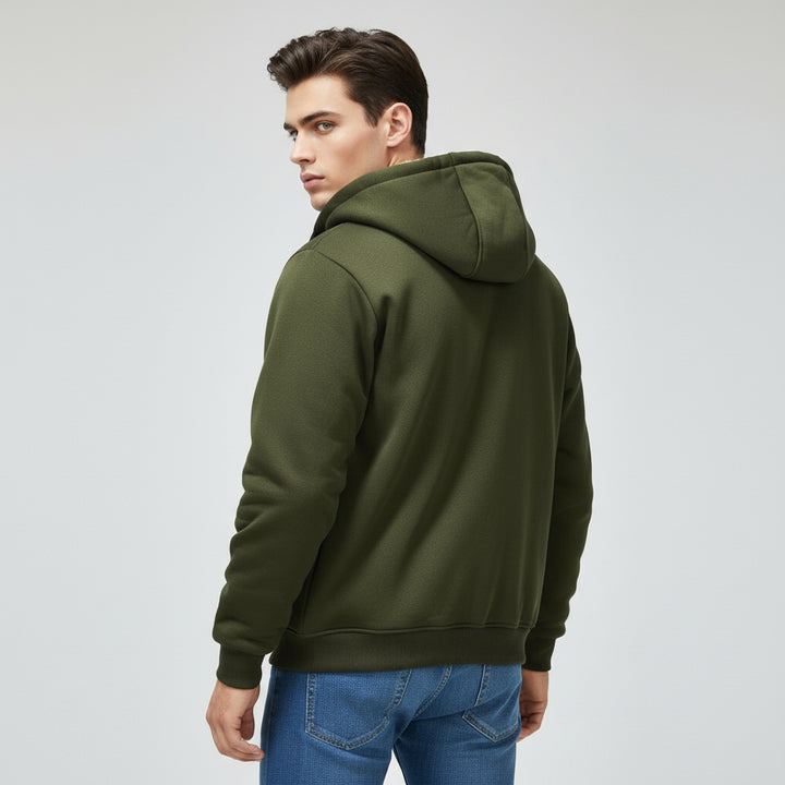 Men’s Heavyweight Fleece Hooded Zipper Sweatshirt Coat Warm Casual Jacket-Bon Voyage Vintage
