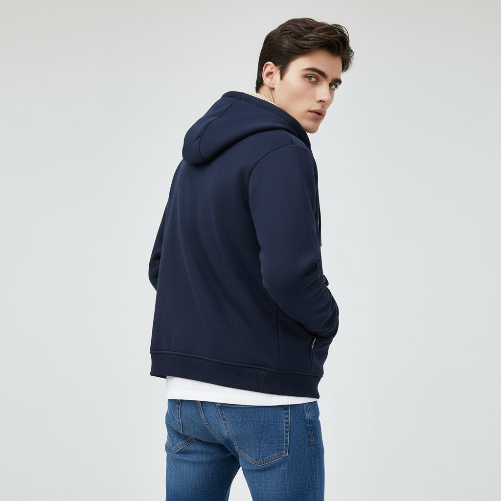 Men’s Heavyweight Fleece Hooded Zipper Sweatshirt Coat Warm Casual Jacket-Bon Voyage Vintage