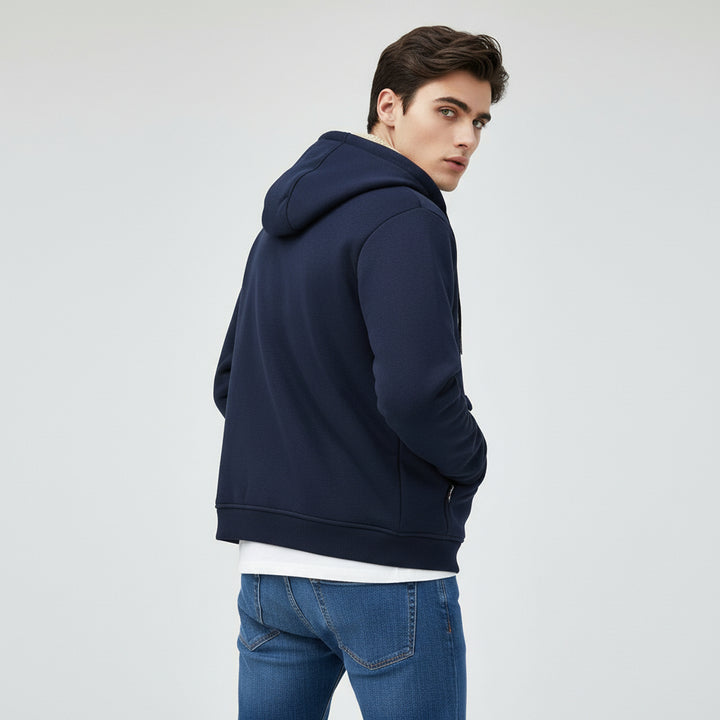 Men’s Heavyweight Fleece Hooded Zipper Sweatshirt Coat Warm Casual Jacket-Bon Voyage Vintage