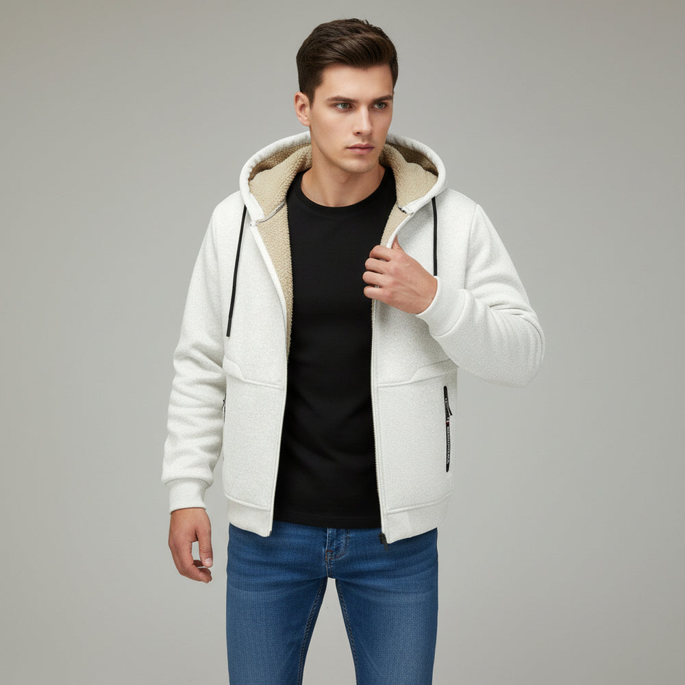 Men’s Heavyweight Fleece Hooded Zipper Sweatshirt Coat Warm Casual Jacket-Bon Voyage Vintage