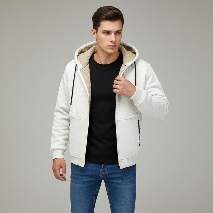 Men’s Heavyweight Fleece Hooded Zipper Sweatshirt Coat Warm Casual Jacket-Bon Voyage Vintage