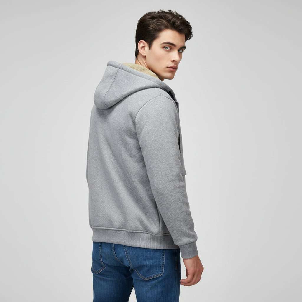 Men’s Heavyweight Fleece Hooded Zipper Sweatshirt Coat Warm Casual Jacket-Bon Voyage Vintage