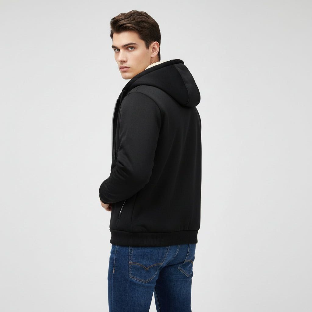Men’s Heavyweight Fleece Hooded Zipper Sweatshirt Coat Warm Casual Jacket-Bon Voyage Vintage