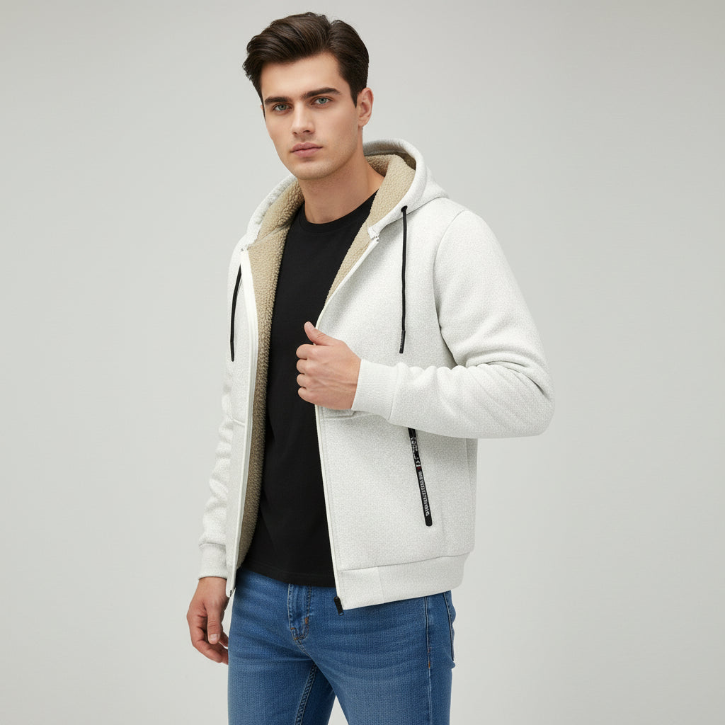Men’s Heavyweight Fleece Hooded Zipper Sweatshirt Coat Warm Casual Jacket-Bon Voyage Vintage