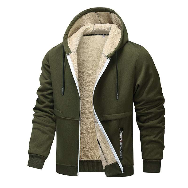Men’s Heavyweight Fleece Hooded Zipper Sweatshirt Coat Warm Casual Jacket-Bon Voyage Vintage