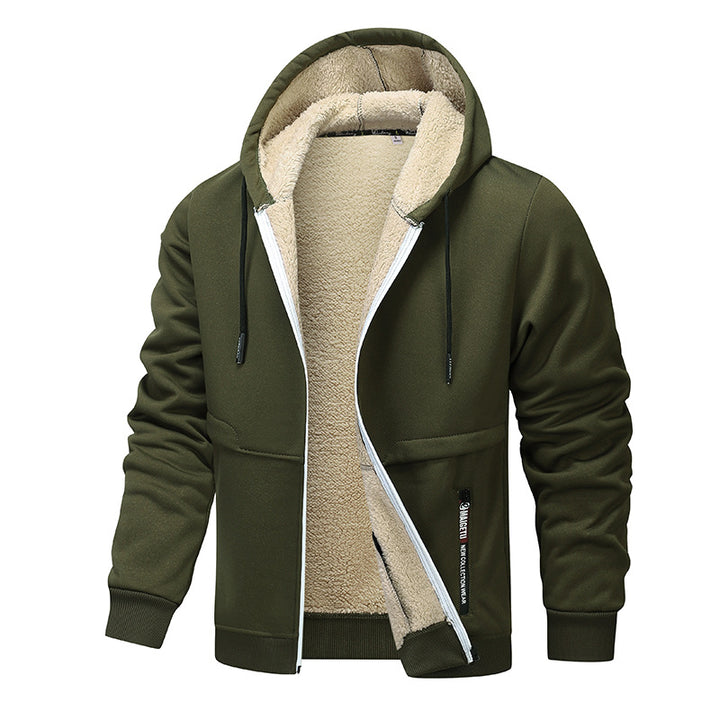 Men’s Heavyweight Fleece Hooded Zipper Sweatshirt Coat Warm Casual Jacket-Bon Voyage Vintage