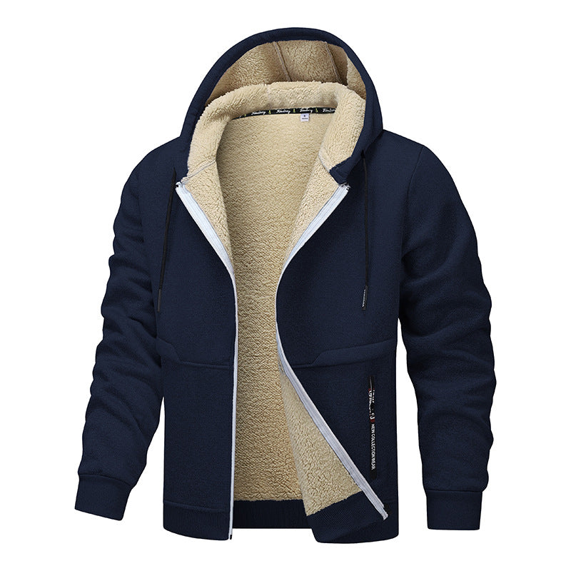 Men’s Heavyweight Fleece Hooded Zipper Sweatshirt Coat Warm Casual Jacket-Bon Voyage Vintage