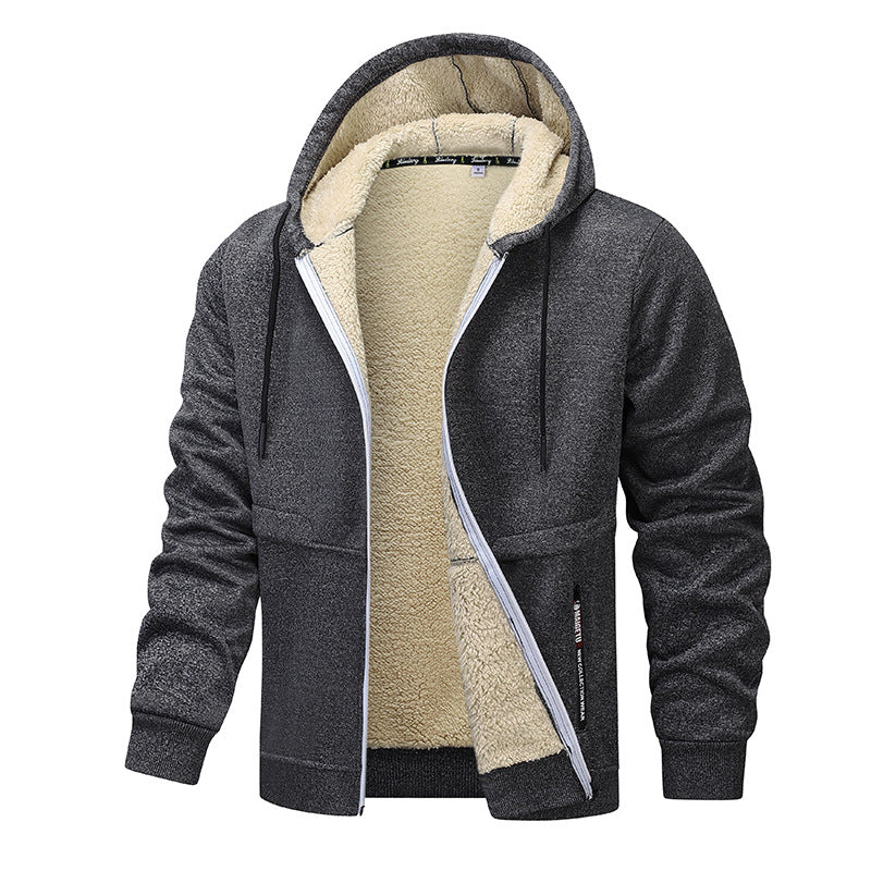 Men’s Heavyweight Fleece Hooded Zipper Sweatshirt Coat Warm Casual Jacket-Bon Voyage Vintage