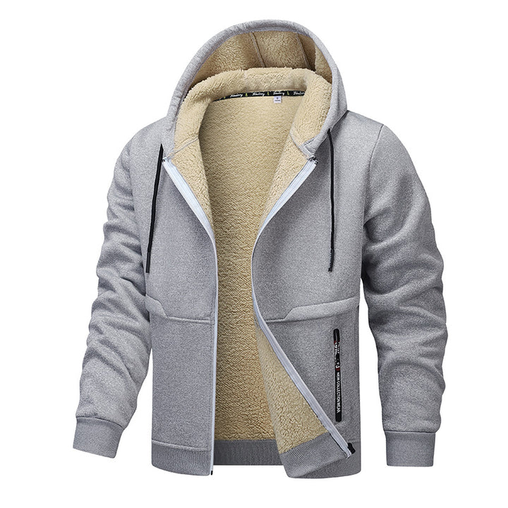 Men’s Heavyweight Fleece Hooded Zipper Sweatshirt Coat Warm Casual Jacket-Bon Voyage Vintage