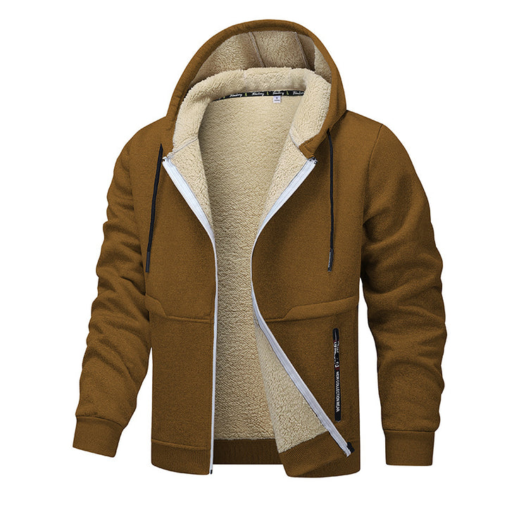 Men’s Heavyweight Fleece Hooded Zipper Sweatshirt Coat Warm Casual Jacket-Bon Voyage Vintage