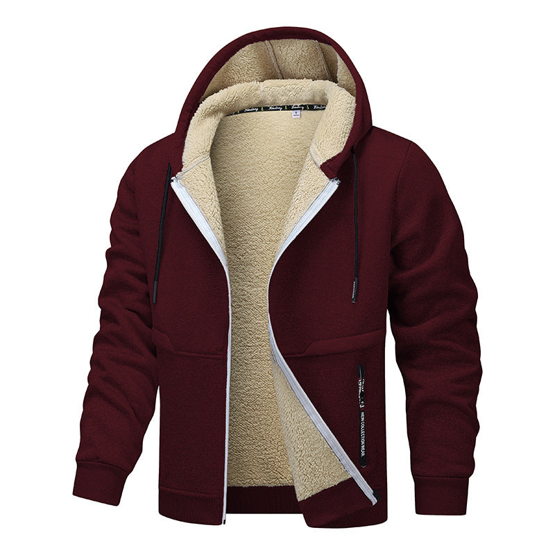 Men’s Heavyweight Fleece Hooded Zipper Sweatshirt Coat Warm Casual Jacket-Bon Voyage Vintage
