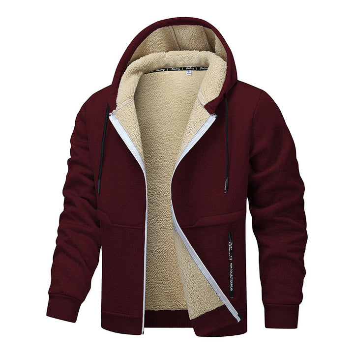 Men’s Heavyweight Fleece Hooded Zipper Sweatshirt Coat Warm Casual Jacket-Bon Voyage Vintage