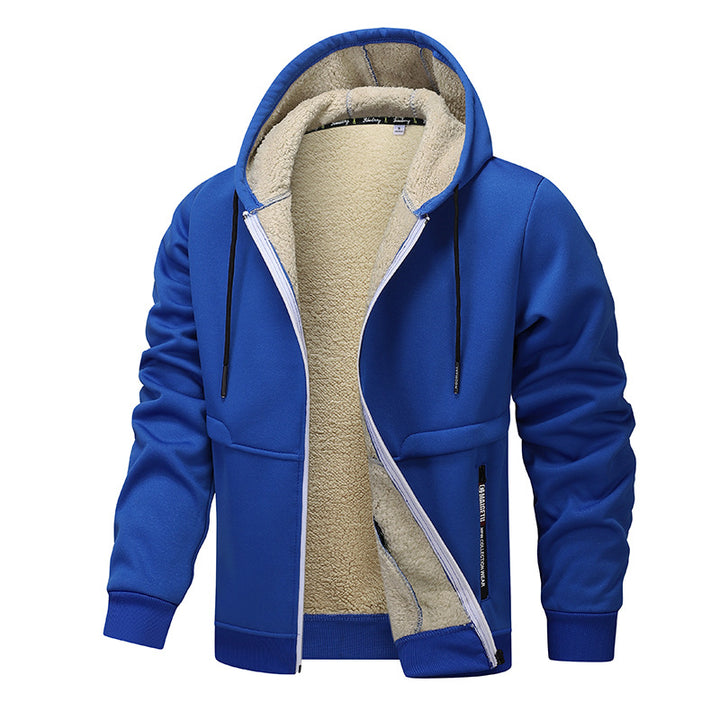 Men’s Heavyweight Fleece Hooded Zipper Sweatshirt Coat Warm Casual Jacket-Bon Voyage Vintage