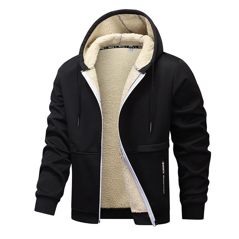 Men’s Heavyweight Fleece Hooded Zipper Sweatshirt Coat Warm Casual Jacket-Bon Voyage Vintage