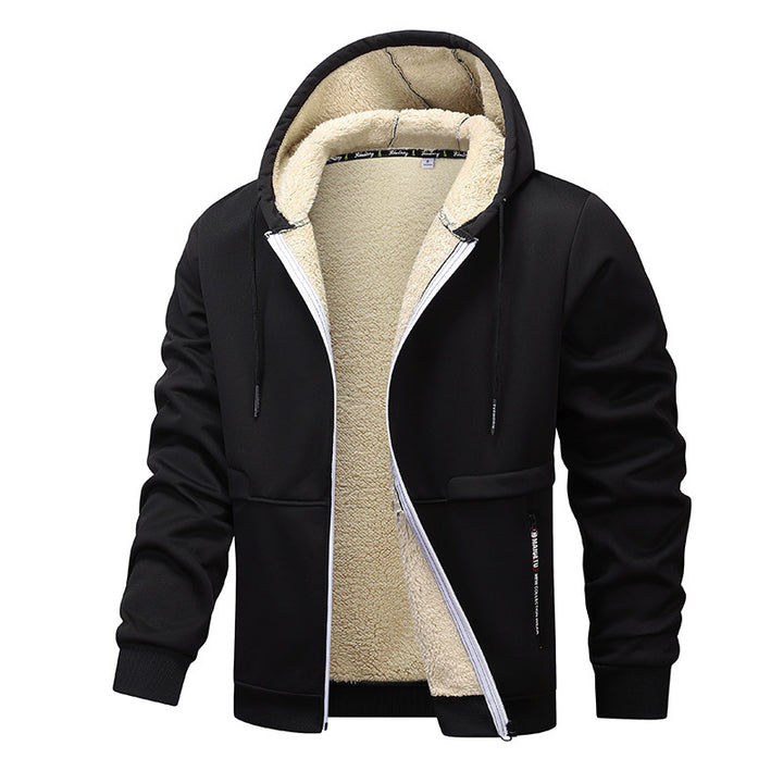 Men’s Heavyweight Fleece Hooded Zipper Sweatshirt Coat Warm Casual Jacket-Bon Voyage Vintage