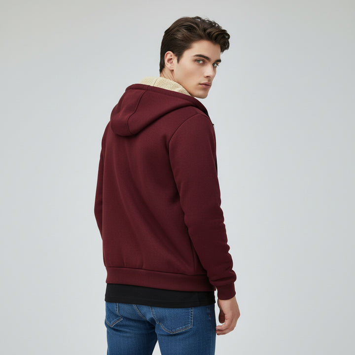 Men’s Heavyweight Fleece Hooded Zipper Sweatshirt Coat Warm Casual Jacket-Bon Voyage Vintage