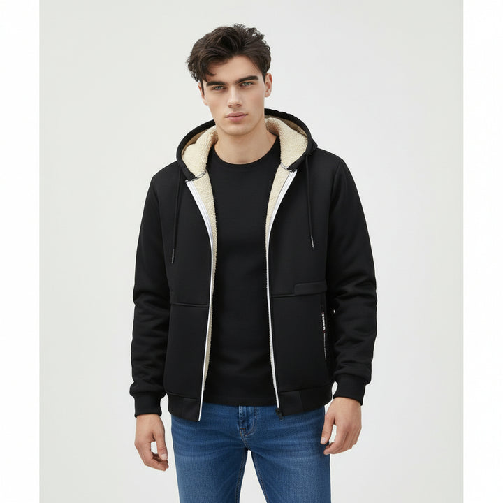 Men’s Heavyweight Fleece Hooded Zipper Sweatshirt Coat Warm Casual Jacket-Bon Voyage Vintage