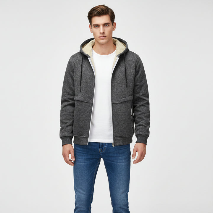 Men’s Heavyweight Fleece Hooded Zipper Sweatshirt Coat Warm Casual Jacket-Bon Voyage Vintage