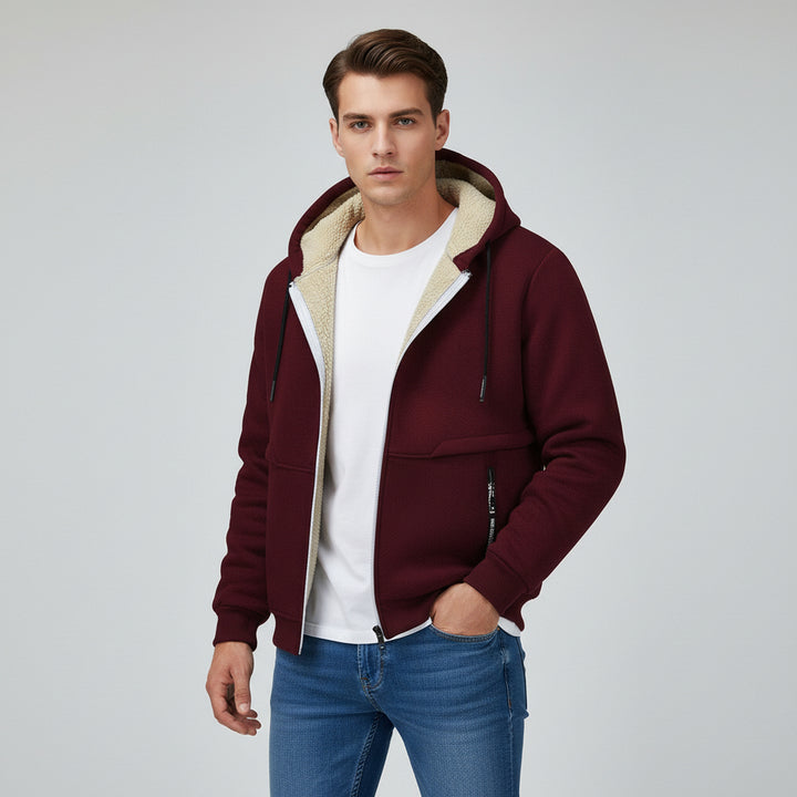 Men’s Heavyweight Fleece Hooded Zipper Sweatshirt Coat Warm Casual Jacket-Bon Voyage Vintage