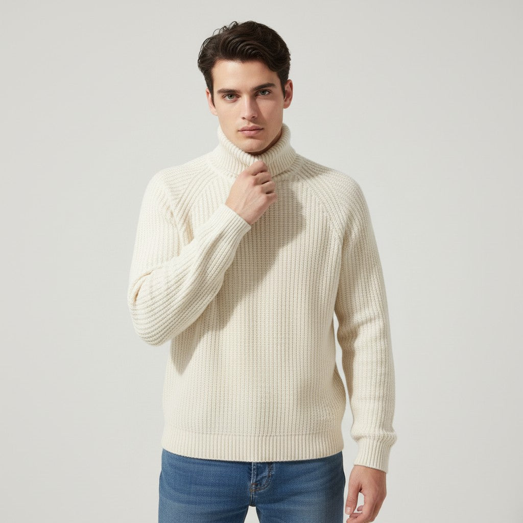 Men’s Knitted Turtleneck Sweater Long Sleeve Winter Pullover-Bon Voyage Vintage