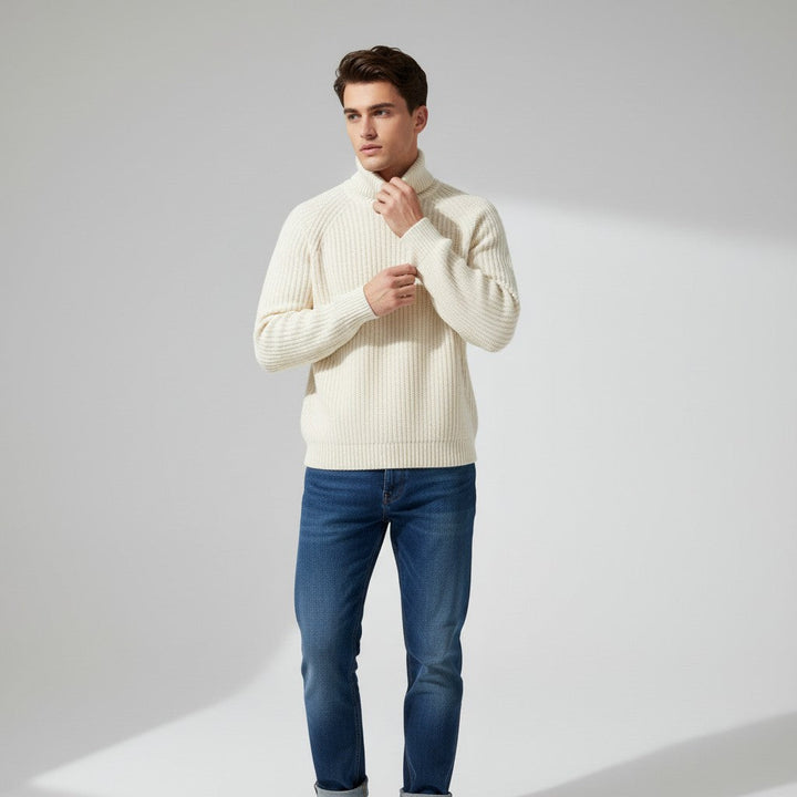 Men’s Knitted Turtleneck Sweater Long Sleeve Winter Pullover-Bon Voyage Vintage