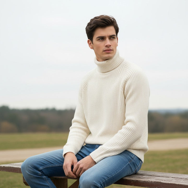 Men’s Knitted Turtleneck Sweater Long Sleeve Winter Pullover-Bon Voyage Vintage