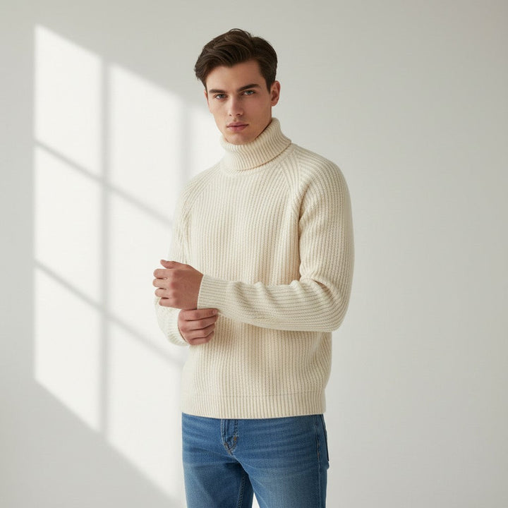 Men’s Knitted Turtleneck Sweater Long Sleeve Winter Pullover-Bon Voyage Vintage