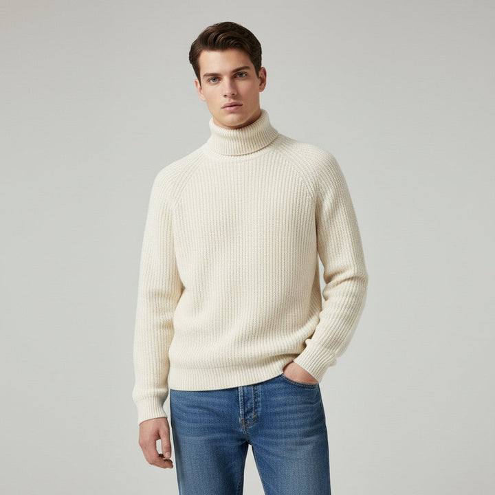 Men’s Knitted Turtleneck Sweater Long Sleeve Winter Pullover-Bon Voyage Vintage