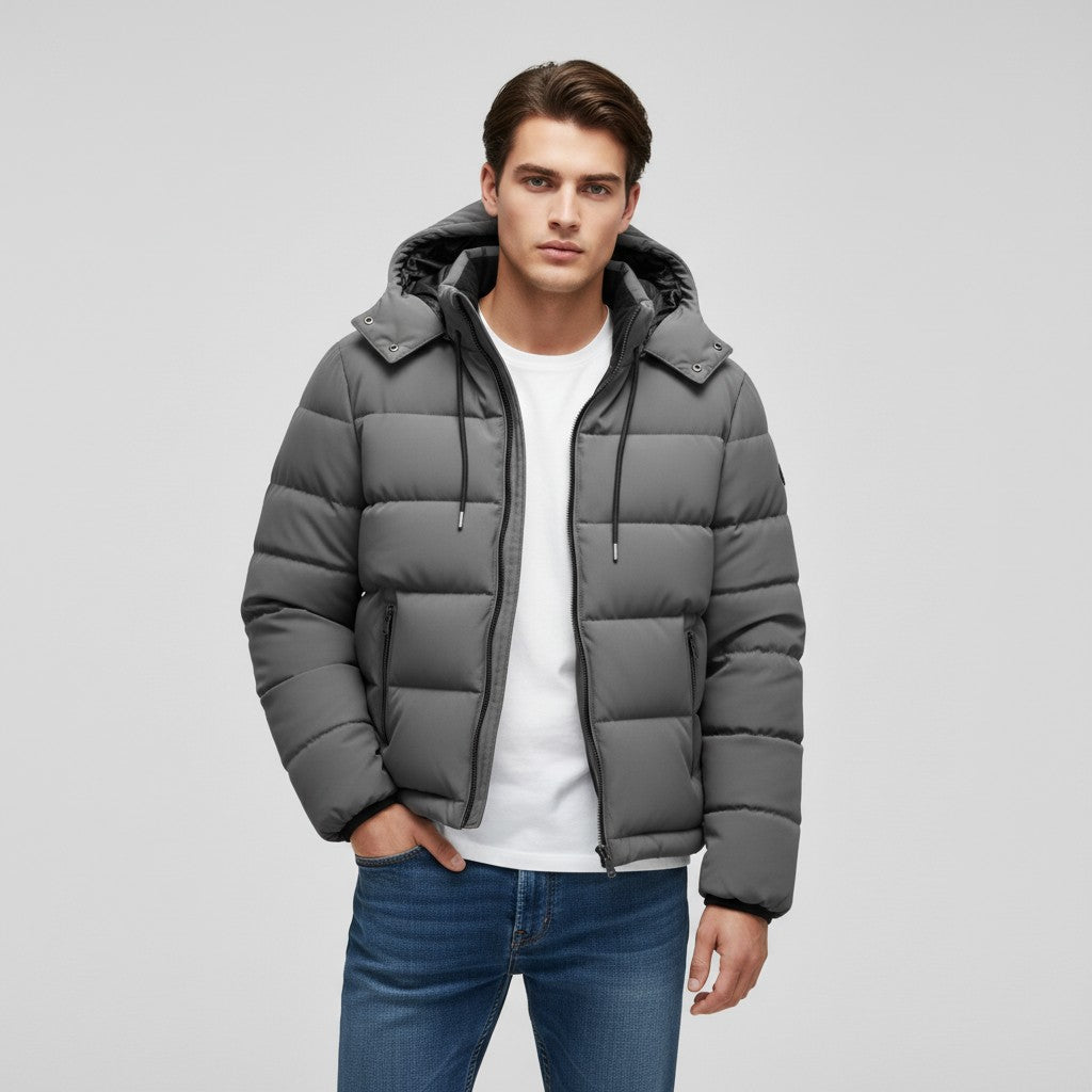 Men’s Lightweight Hooded Puffer Jacket-Bon Voyage Vintage