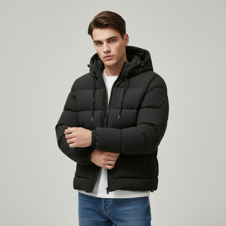Men’s Lightweight Hooded Puffer Jacket-Bon Voyage Vintage