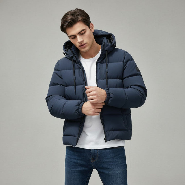 Men’s Lightweight Hooded Puffer Jacket-Bon Voyage Vintage