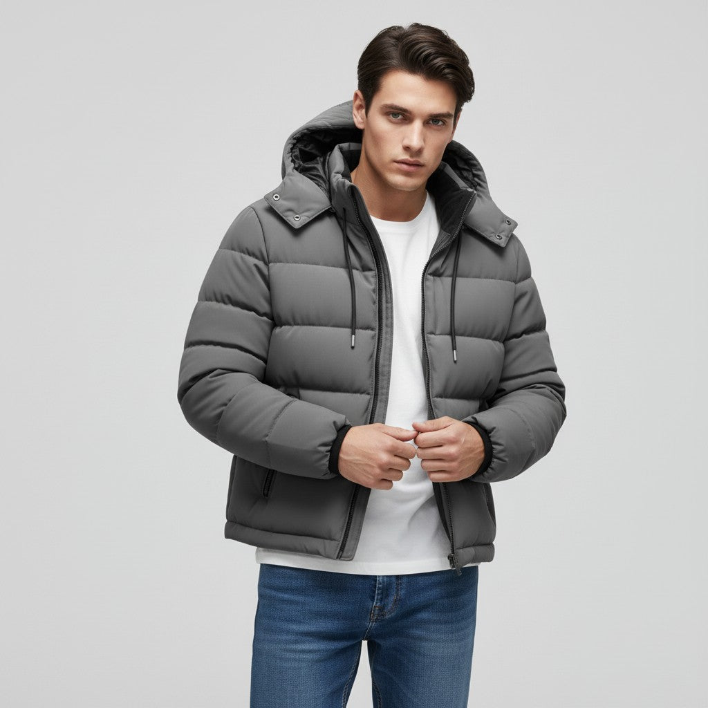 Men’s Lightweight Hooded Puffer Jacket-Bon Voyage Vintage
