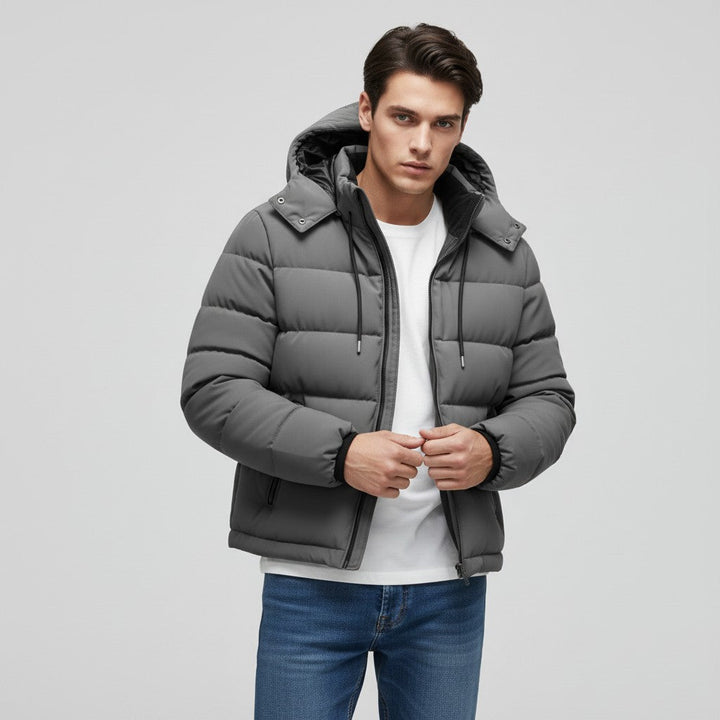 Men’s Lightweight Hooded Puffer Jacket-Bon Voyage Vintage