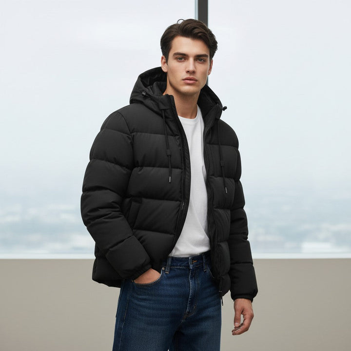 Men’s Lightweight Hooded Puffer Jacket-Bon Voyage Vintage
