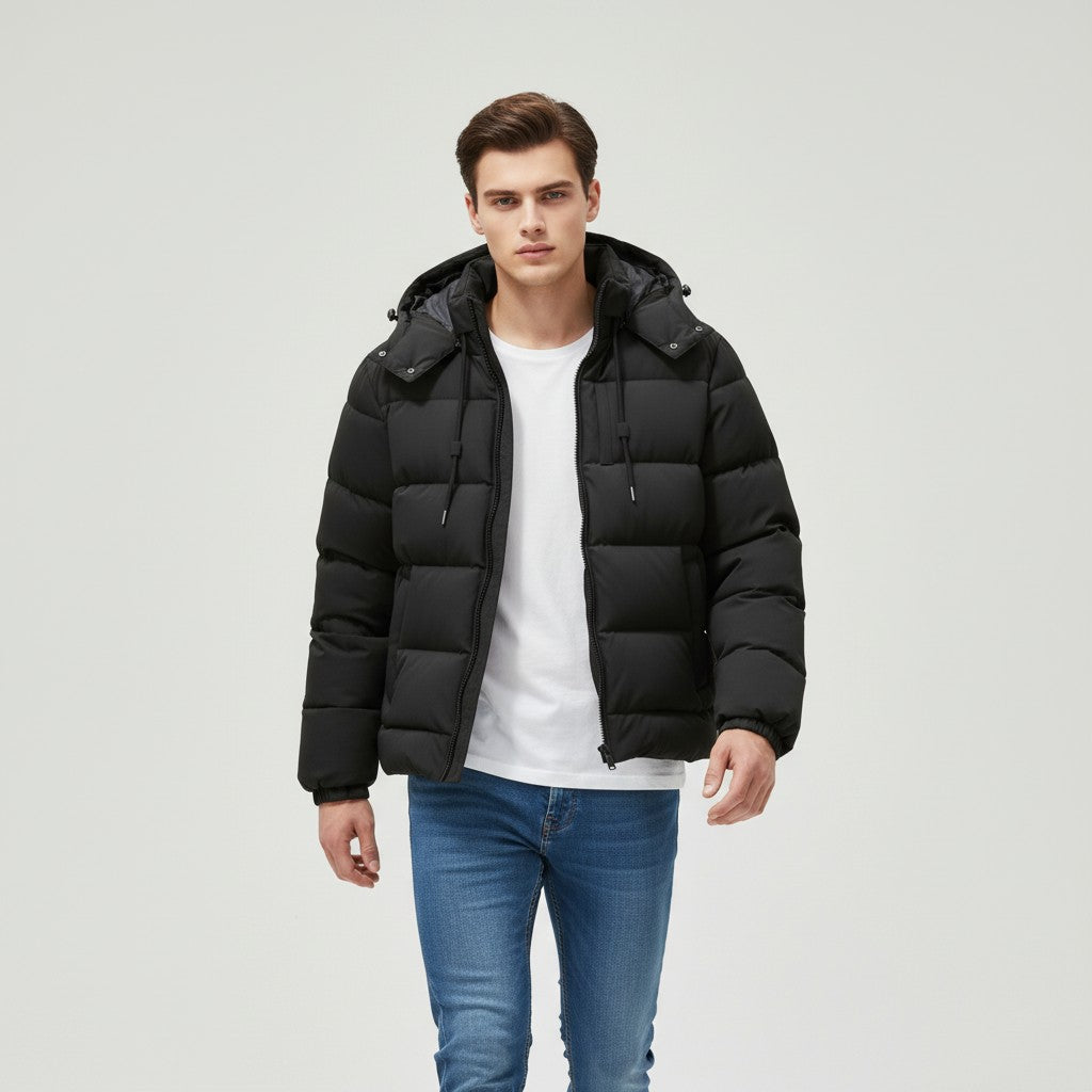 Men’s Lightweight Hooded Puffer Jacket-Bon Voyage Vintage
