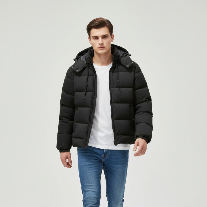 Men’s Lightweight Hooded Puffer Jacket-Bon Voyage Vintage