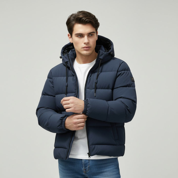 Men’s Lightweight Hooded Puffer Jacket-Bon Voyage Vintage