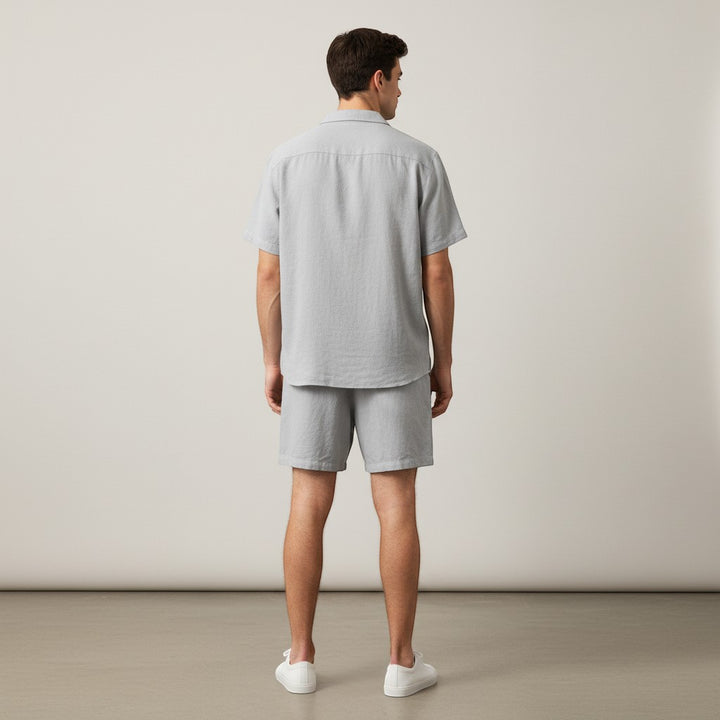 Men’s Lightweight Short Sleeve Shirt and Shorts Set-Bon Voyage Vintage