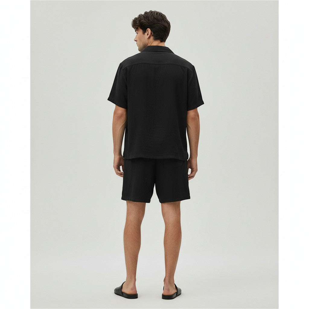 Men’s Lightweight Short Sleeve Shirt and Shorts Set-Bon Voyage Vintage