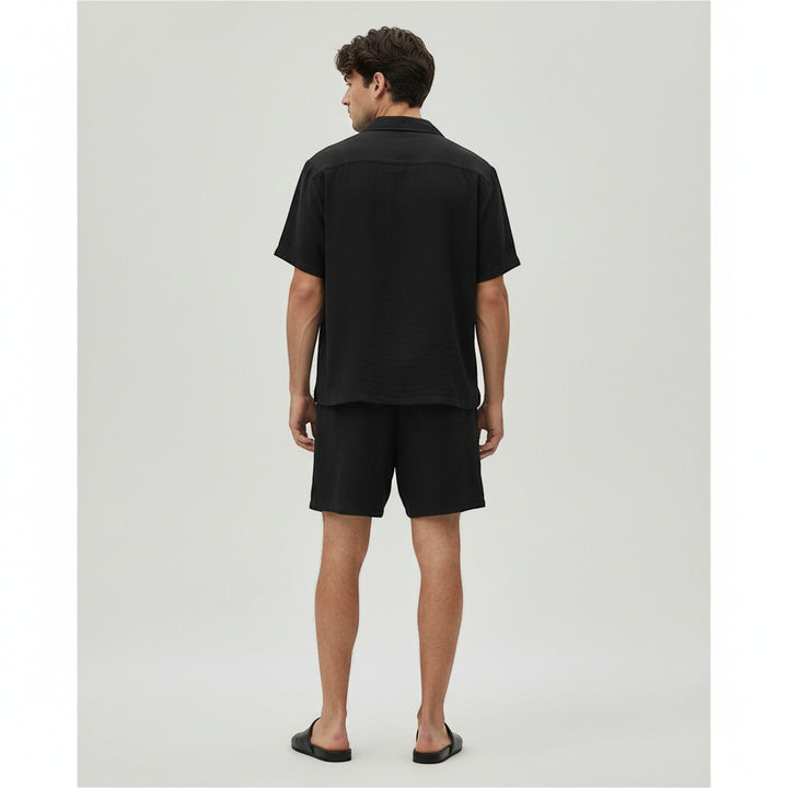 Men’s Lightweight Short Sleeve Shirt and Shorts Set-Bon Voyage Vintage